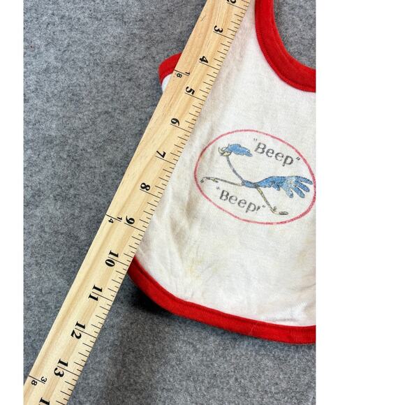 VINTAGE 70s Road Runner Beep Beep Tank Top Infant Baby 3-6M White Looney Tunes - Picture 4 of 6
